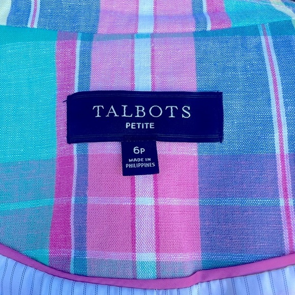 NWT-  TALBOT’S Multicolor Plaid Blazer - Pink, Blue, Green - Picture 6 of 7
